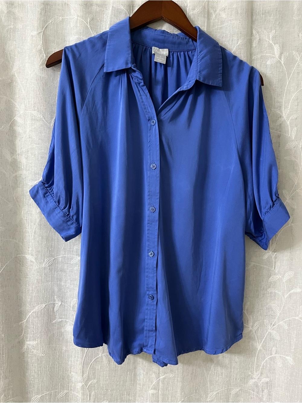 Chico's Royal Blue Button-Front Blouse Size 1 Medium